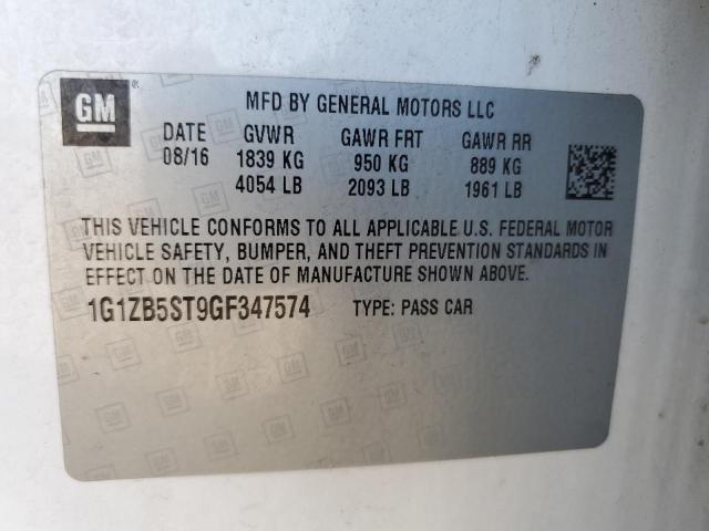 1G1ZB5ST9GF347574 - 2016 CHEVROLET MALIBU LS 白色 照片 12