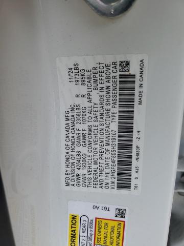 2HGFE4F80SH319107 - 2025 HONDA CIVIC SPORT WHITE photo 13