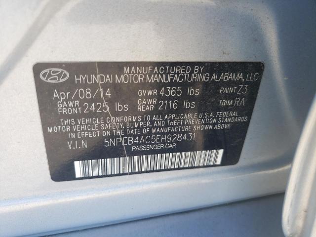 5NPEB4AC5EH928431 - 2014 HYUNDAI SONATA GLS BLUE photo 12