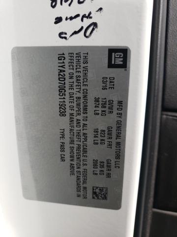 1G1YA2D70G5119238 - 2016 CHEVROLET CORVETTE STINGRAY 1LT WHITE photo 12