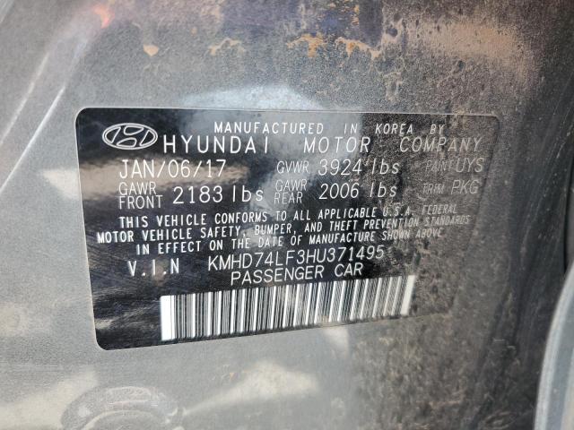 KMHD74LF3HU371495 - 2017 HYUNDAI ELANTRA SE GRAY photo 13