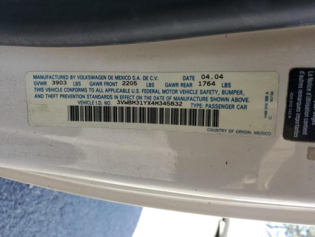 3VWBM31YX4M345832 - 2004 VOLKSWAGEN NEW BEETLE GL 奶油色 照片 12