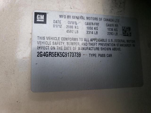 2G4GR5EK5C9173739 - 2012 BUICK REGAL 金色 照片 12