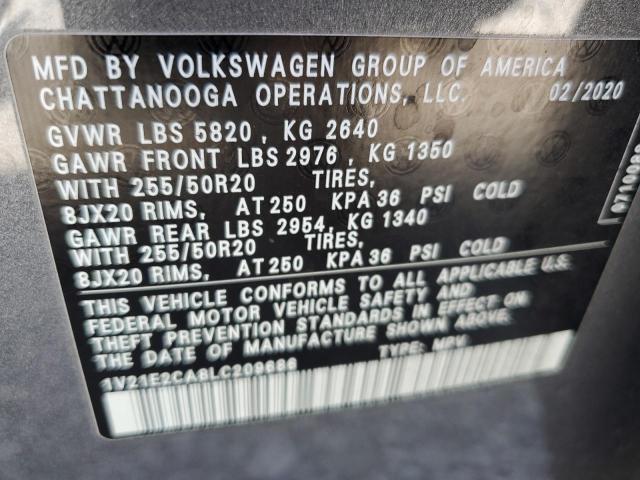 1V21E2CA8LC209686 - 2020 VOLKSWAGEN ATLAS CROS SE GRAY photo 13