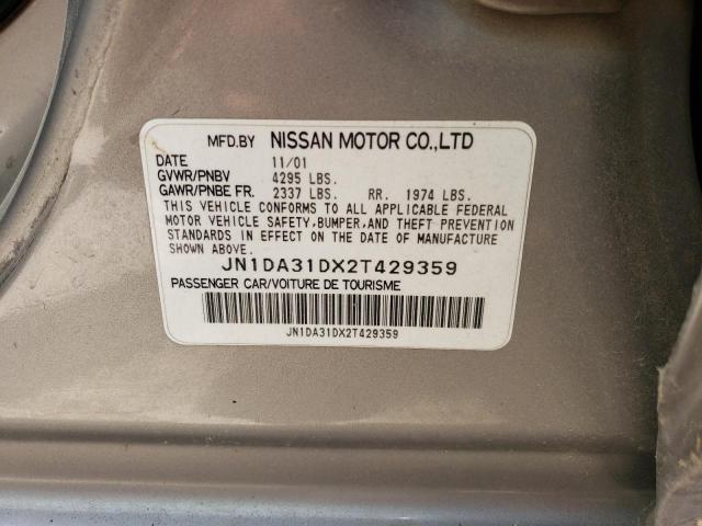 JN1DA31DX2T429359 - 2002 NISSAN MAXIMA GLE SILVER photo 12