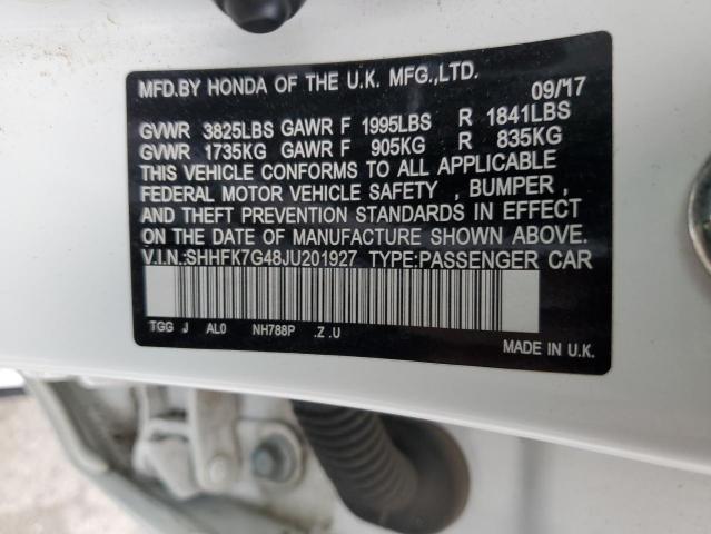 SHHFK7G48JU201927 - 2018 HONDA CIVIC SPORT 白色 照片 12