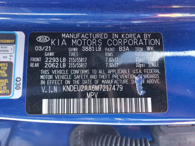 KNDEU2AA6M7217479 - 2021 KIA SELTOS S BLUE photo 13