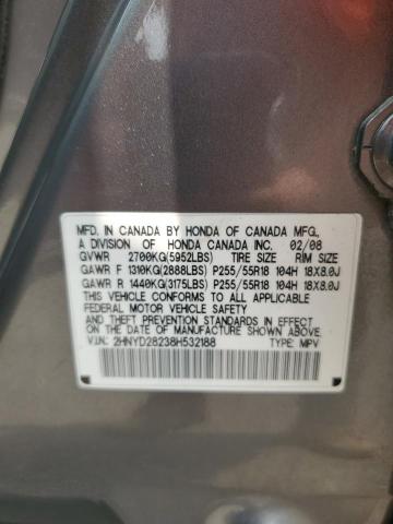 2HNYD28238H532188 - 2008 ACURA MDX GRAY photo 13