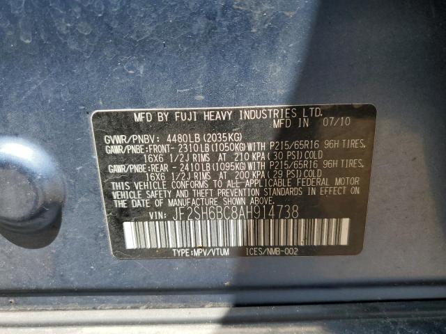 JF2SH6BC8AH914738 - 2010 SUBARU FORESTER XS Blau Foto 13