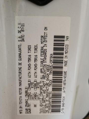 3TYRX5GNXMT027781 - 2021 TOYOTA TACOMA ACCESS CAB თეთრი ფოტო 12