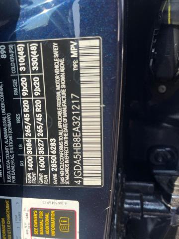 4JGDA5HB8EA321217 - 2014 MERCEDES-BENZ ML 350 4MATIC BLUE photo 10