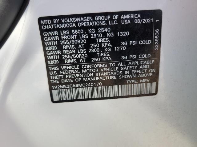 1V2ME2CA9MC240170 - 2021 VOLKSWAGEN ATLAS CROS SE Белый фото 13