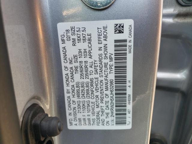 2HKRW2H5XJH632980 - 2018 HONDA CR-V EX SILVER photo 13