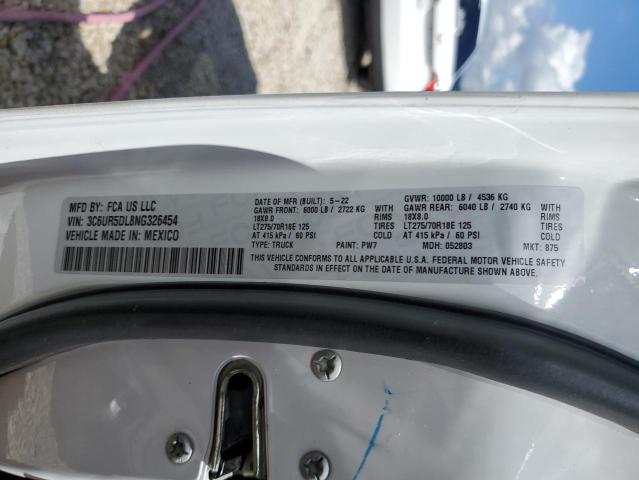 3C6UR5DL8NG326454 - 2022 RAM 2500 BIG HORN/LONE STAR WHITE photo 10