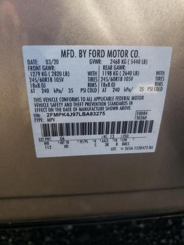 2FMPK4J97LBA83275 - 2020 FORD EDGE SEL TAN photo 13