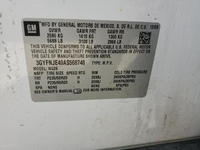 3GYFNJE49AS568748 - 2010 CADILLAC SRX PERFORMANCE COLLECTION Ақ фото 12