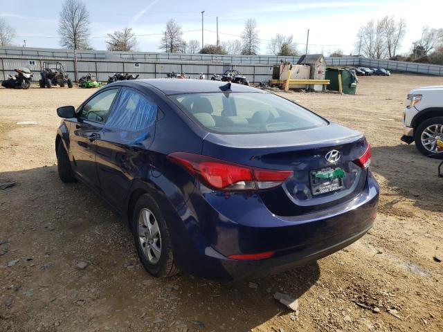 5NPDH4AE2EH456300 - 2014 HYUNDAI ELANTRA SE BLUE photo 2