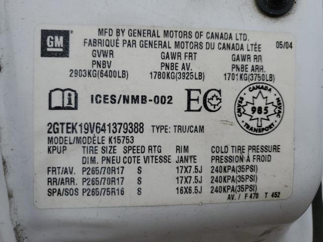 2GTEK19V641379388 - 2004 GMC NEW SIERRA K1500 WHITE photo 13