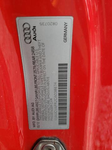 WAUCVAFR2CA038674 - 2012 AUDI S5 PREMIUM PLUS RED photo 12