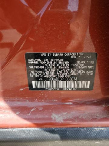 JF2GUADC0RH868674 - 2024 SUBARU CROSSTREK PREMIUM ORANGE photo 13