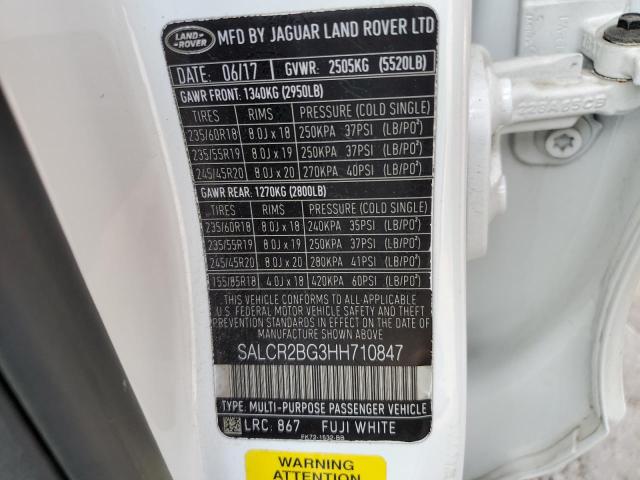 SALCR2BG3HH710847 - 2017 LAND ROVER DISCOVERY HSE WHITE photo 13