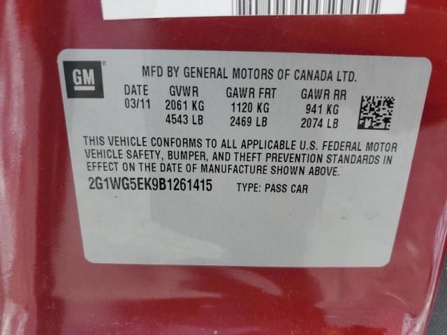 2G1WG5EK9B1261415 - 2011 CHEVROLET IMPALA LT Kırmızı fotoğraf 13