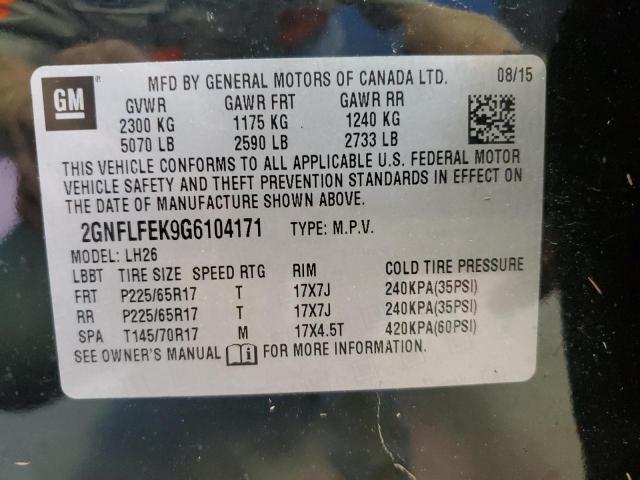 2GNFLFEK9G6104171 - 2016 CHEVROLET EQUINOX LT BLACK photo 14