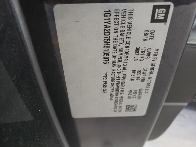 1G1YA2D75H5105076 - 2017 CHEVROLET CORVETTE STINGRAY 1LT GRAY photo 13