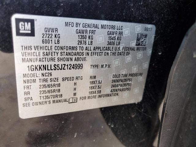 1GKKNLLS5JZ124999 - 2018 GMC ACADIA SLE Siyah fotoğraf 12