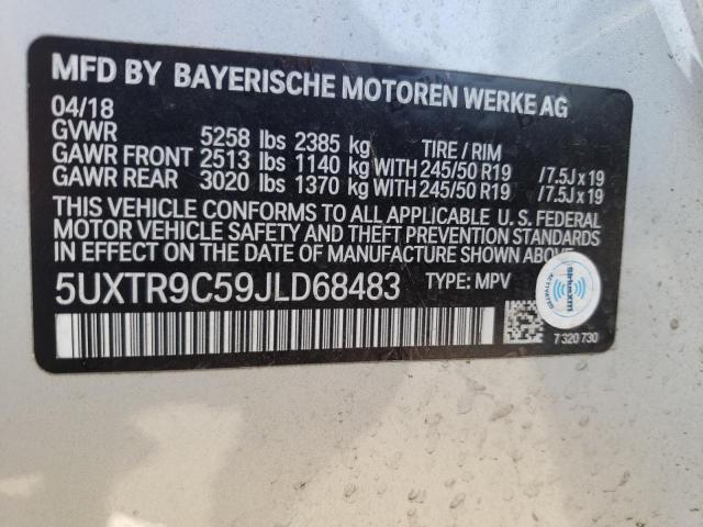 5UXTR9C59JLD68483 - 2018 BMW X3 XDRIVE30I SILVER photo 10