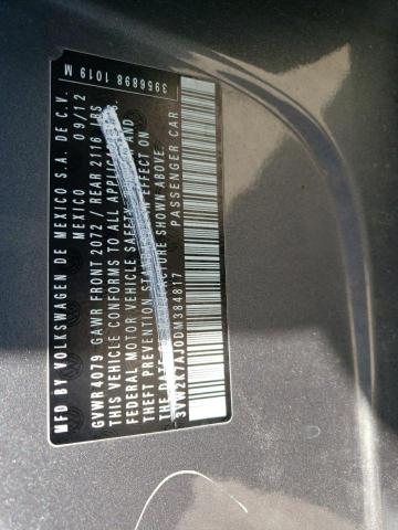 3VW2K7AJ0DM384817 - 2013 VOLKSWAGEN JETTA BASE 灰色 照片 12