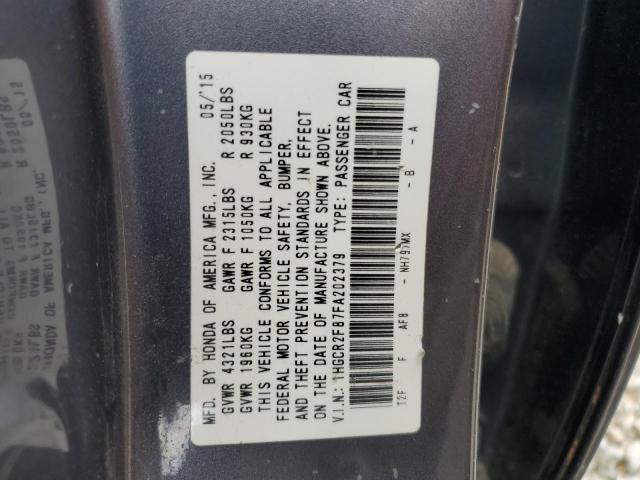 1HGCR2F87FA202379 - 2015 HONDA ACCORD EXL Сірий фото 12