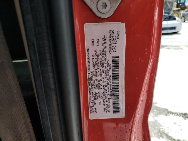 5TESN92N04Z359006 - 2004 TOYOTA TACOMA XTRACAB PRERUNNER წითელი ფოტო 13