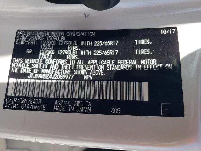 JTJYARBZ4J2089977 - 2018 LEXUS NX 300 BASE თეთრი ფოტო 12