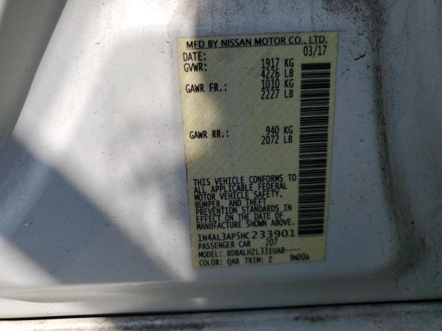 1N4AL3AP5HC233901 - 2017 NISSAN ALTIMA 2.5 WHITE photo 12