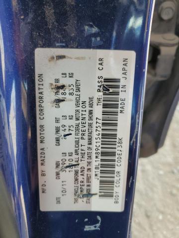 JM1BL1M89C1547577 - 2012 MAZDA 3 I BLUE photo 12