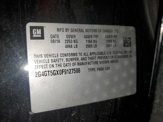 2G4GT5GX0F9127508 - 2015 BUICK REGAL GS BLACK photo 12