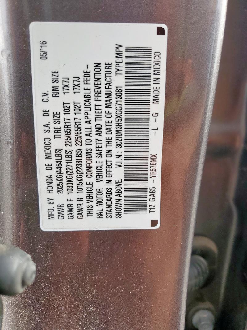 3CZRM3H5XGG713081 - 2016 HONDA CR-V EX 灰色 照片 12