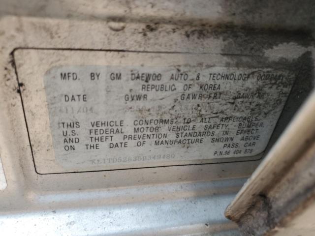 KL1TD52635B349480 - 2005 CHEVROLET AVEO BASE ვერცხლისფერი ფოტო 12