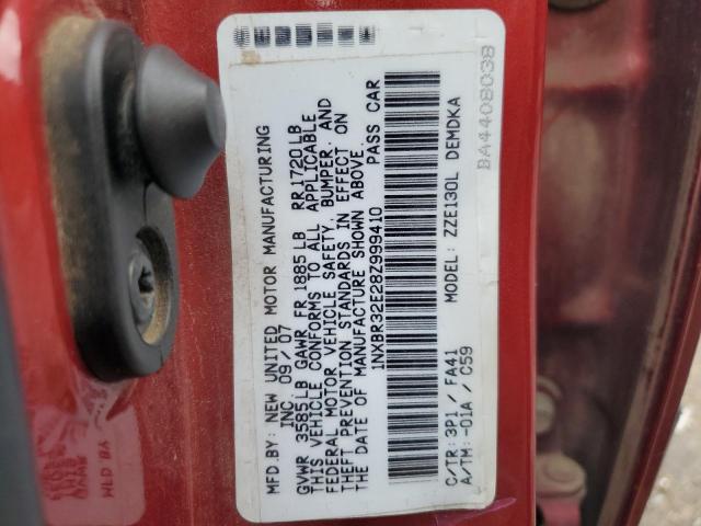 1NXBR32E28Z999410 - 2008 TOYOTA COROLLA CE RED photo 12