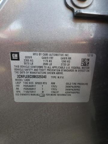 2CNFLEEC8B6326040 - 2011 CHEVROLET EQUINOX LT GRAY photo 13