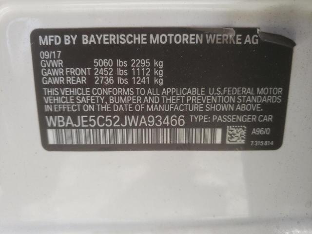 WBAJE5C52JWA93466 - 2018 BMW 540 I WHITE photo 12