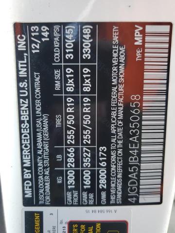 4JGDA5JB4EA350658 - 2014 MERCEDES-BENZ ML 350 白色 照片 14