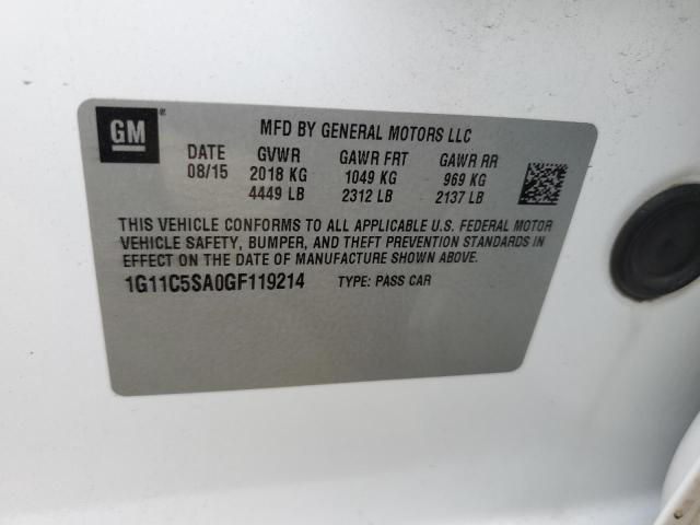 1G11C5SA0GF119214 - 2016 CHEVROLET MALIBU LIM LT 白色 照片 12