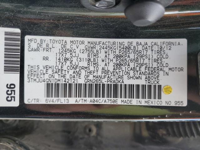 3TMJU4GN1DM142121 - 2013 TOYOTA TACOMA DOUBLE CAB PRERUNNER GREEN photo 12