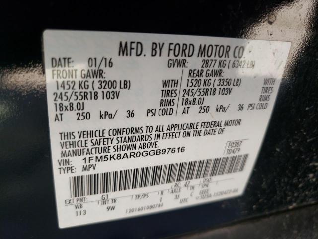 1FM5K8AR0GGB97616 - 2016 FORD EXPLORER POLICE INTERCEPTOR BLACK photo 13