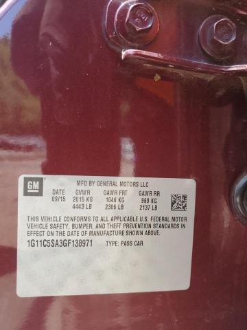 1G11C5SA3GF138971 - 2016 CHEVROLET MALIBU LIM LT 栗色 照片 13