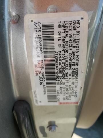 JT2BG22KXY0492376 - 2000 TOYOTA CAMRY CE GRAY photo 12