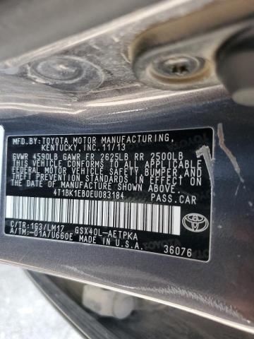 4T1BK1EB0EU083184 - 2014 TOYOTA AVALON BASE GRAY photo 12