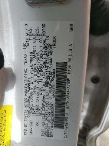 5TFJU4GN2DX039395 - 2013 TOYOTA TACOMA DOUBLE CAB PRERUNNER WHITE photo 12